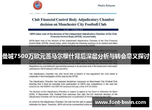 曼城7500万欧元签马尔穆什背后深层分析与转会意义探讨